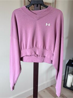 Under Armour Dusty Pink Rival Terry Cropped V-Notch Sweatshirt